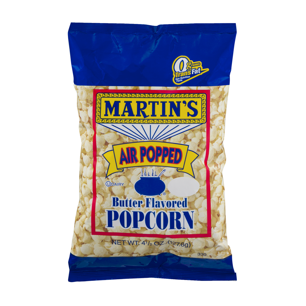 slide 1 of 1, Martin's Air Popped Butter Flavored Popcorn, 4.5 oz