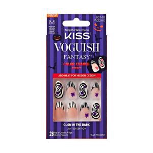 slide 1 of 1, KISS Voguish Fantasy Blood Circus Halloween Nails, Black, Medium Length, Almond Shape, 28 Ct., 28 ct