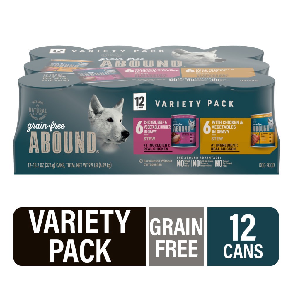 slide 2 of 6, Abound Grain Free Beef And Chicken Stew Wet Dog Food, 12 ct; 13.2 oz
