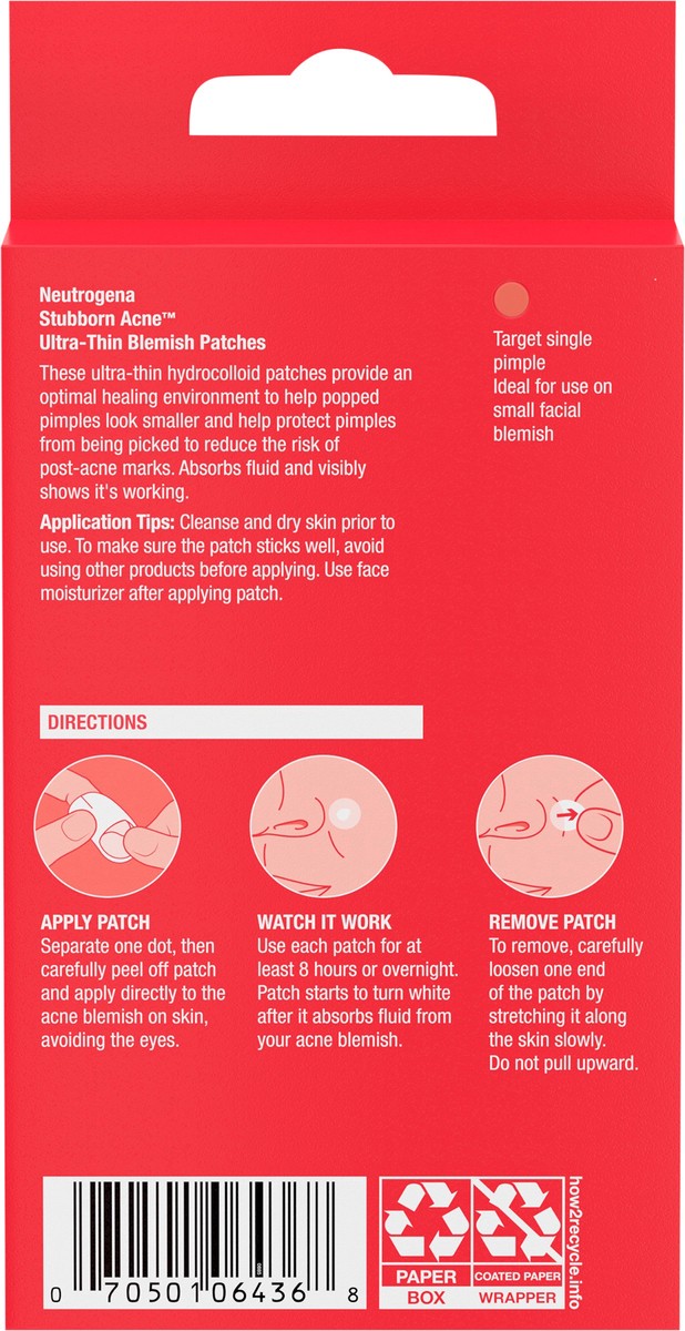slide 4 of 7, Neutrogena Stubborn Acne Ultra-Thin Blemish Patches, Combination Pack, 24 Patches, 24 ct
