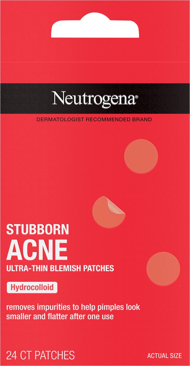 slide 5 of 7, Neutrogena Stubborn Acne Ultra-Thin Blemish Patches, Combination Pack, 24 Patches, 24 ct