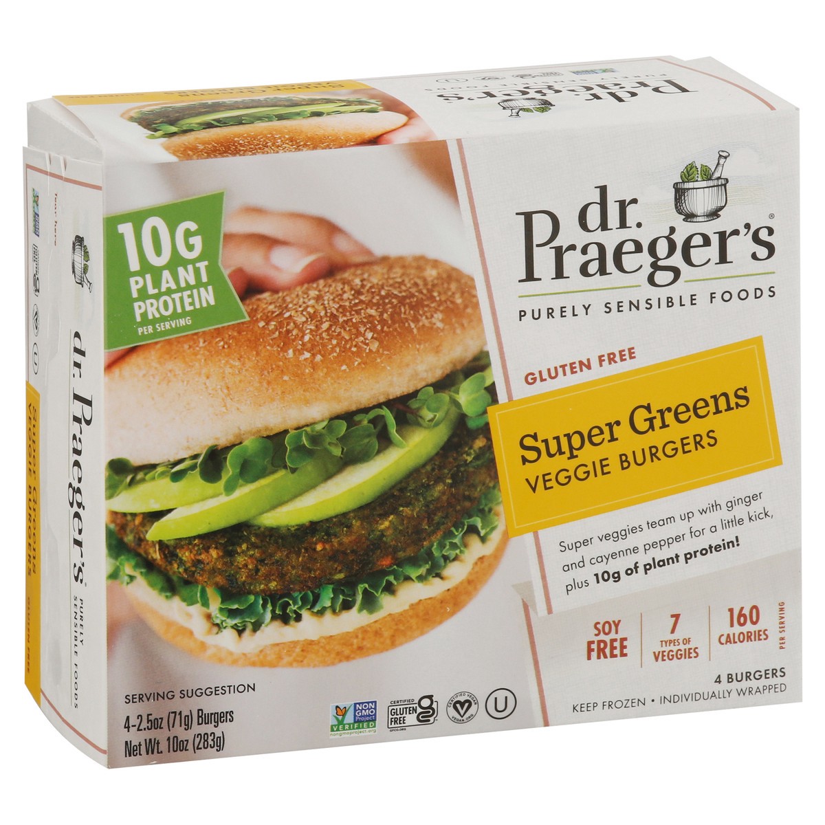 slide 6 of 9, Dr. Praeger's Gluten Free Super Greens Veggie Burgers 4 - 2.5 oz Burgers, 4 ct