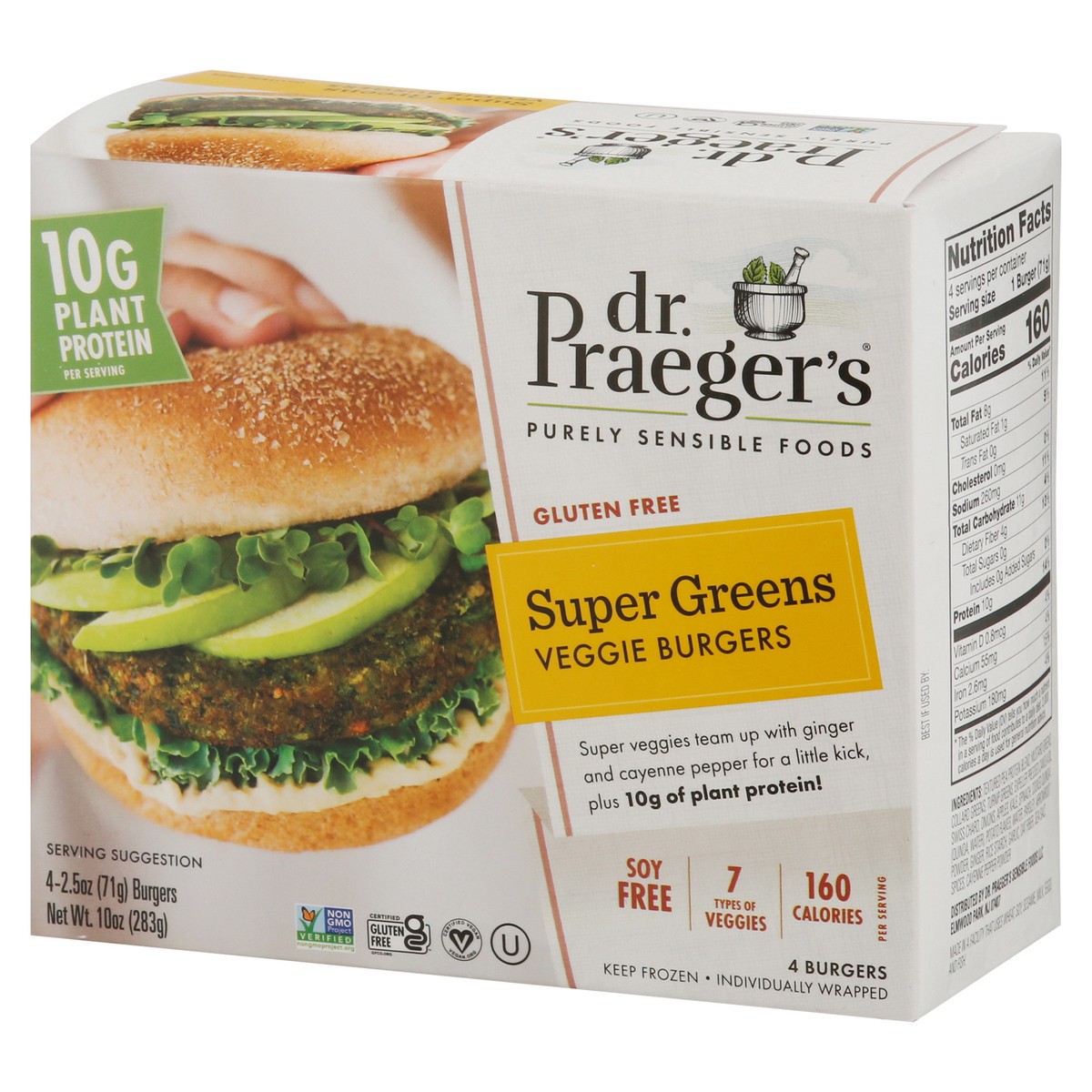 slide 2 of 9, Dr. Praeger's Gluten Free Super Greens Veggie Burgers 4 - 2.5 oz Burgers, 4 ct