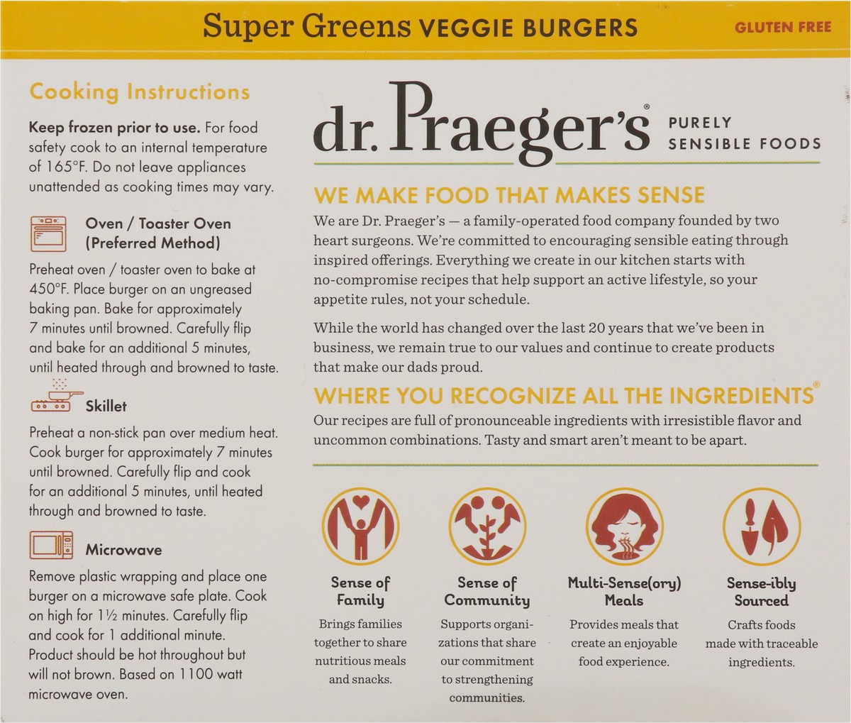 slide 7 of 9, Dr. Praeger's Gluten Free Super Greens Veggie Burgers 4 - 2.5 oz Burgers, 4 ct