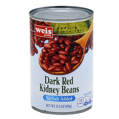 slide 1 of 1, Weis Quality No Salt Added Dark Red Kidney Beans, 15.5 oz