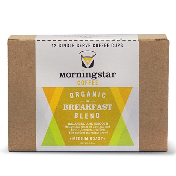 slide 1 of 1, MorningStar Farms Morningstar Coffee Organic Breakfast Blend Medium Roast Coffee Singe Serve Pods - 12 ct, 12 ct