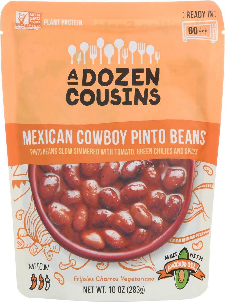 slide 1 of 9, A Dozen Cousins Ready To Eat Mexican Cowboy Pinto Beans, 10 oz