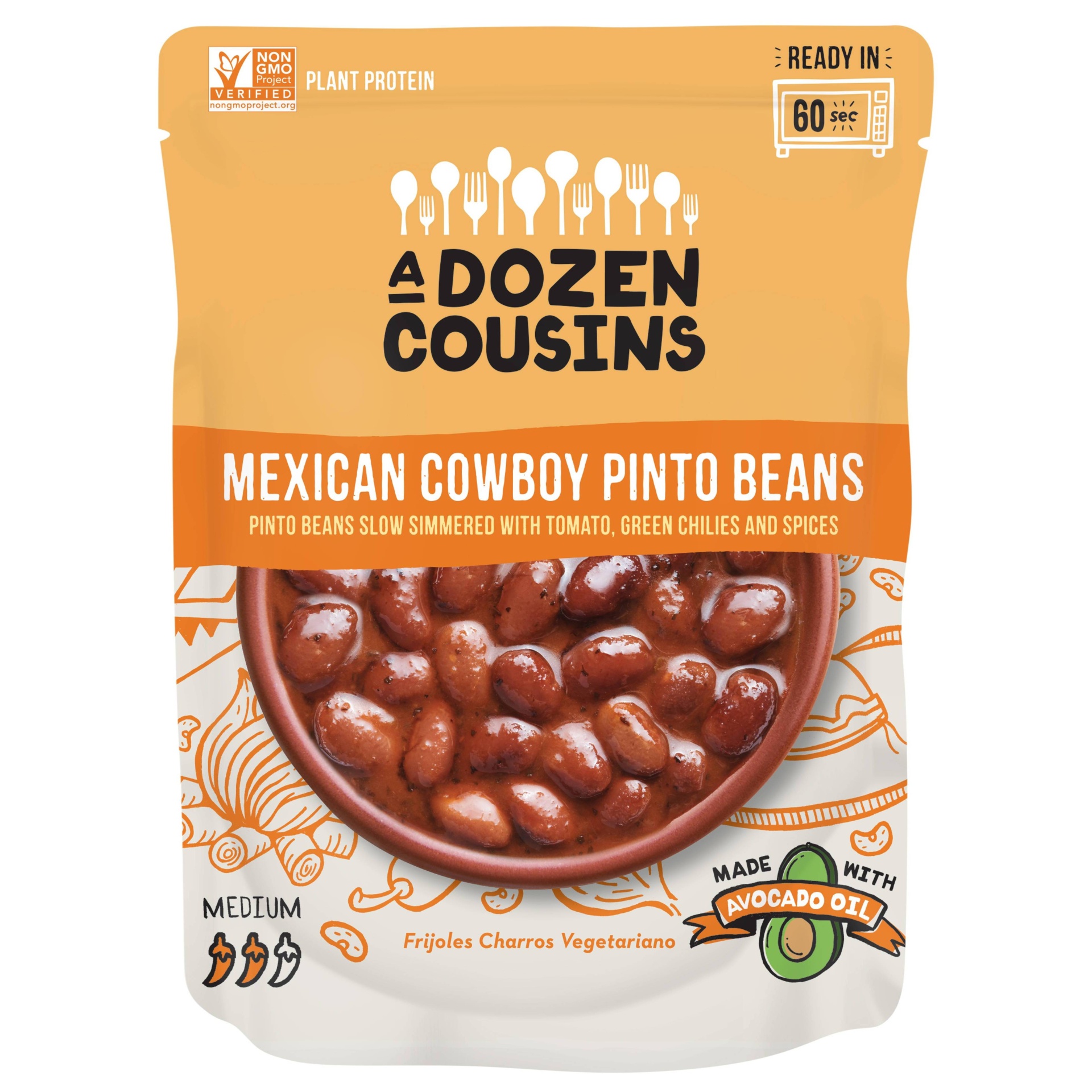 slide 1 of 3, A Dozen Cousins Ready To Eat Mexican Pinto Beans, 10 oz