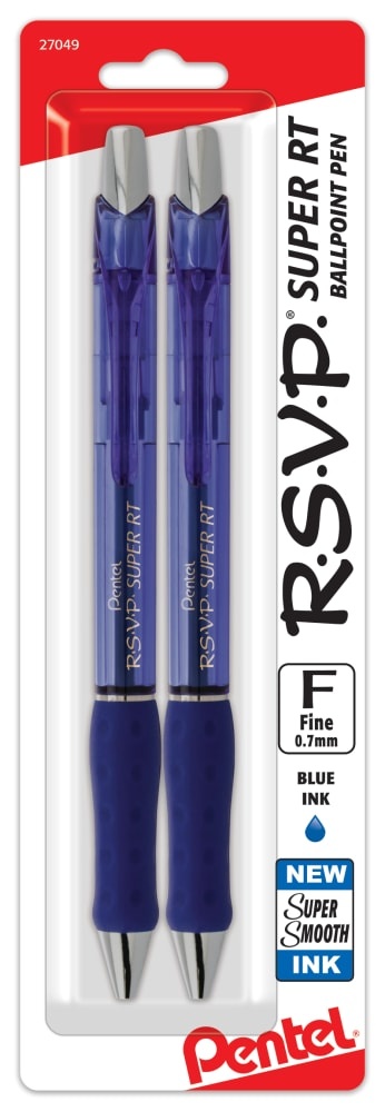 slide 1 of 1, Pentel Rsvp Fine Line Ballpoint Pens - Blue, 2 ct