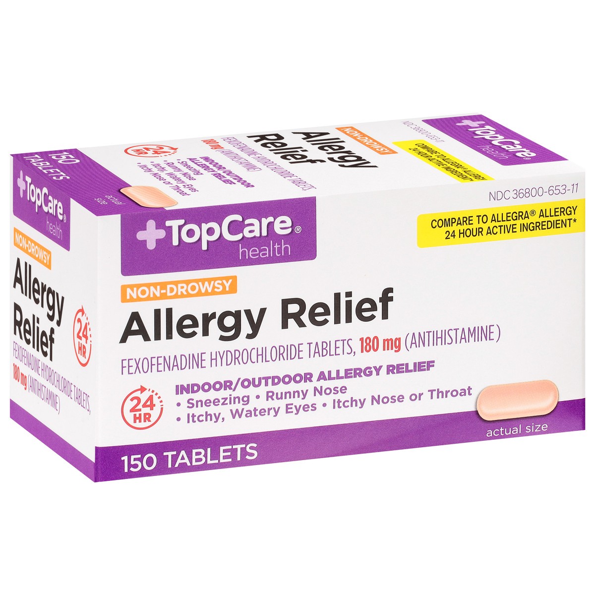 slide 3 of 17, TopCare Health 180 mg Non-Drowsy Allergy Relief 150 Tablets, 150 ct