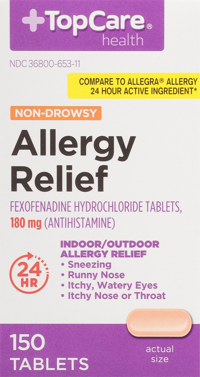 slide 2 of 17, TopCare Health 180 mg Non-Drowsy Allergy Relief 150 Tablets, 150 ct