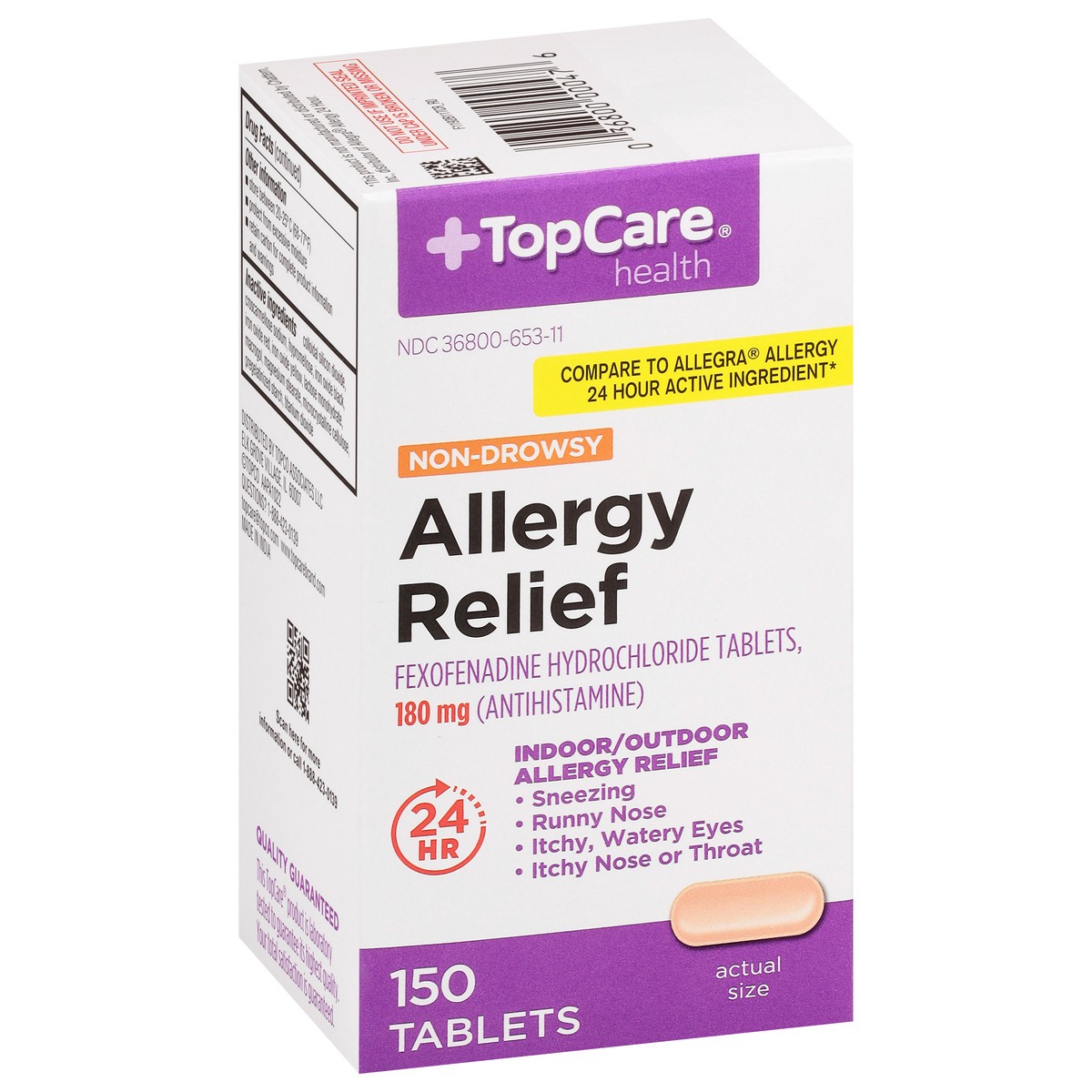 slide 4 of 17, TopCare Health 180 mg Non-Drowsy Allergy Relief 150 Tablets, 150 ct