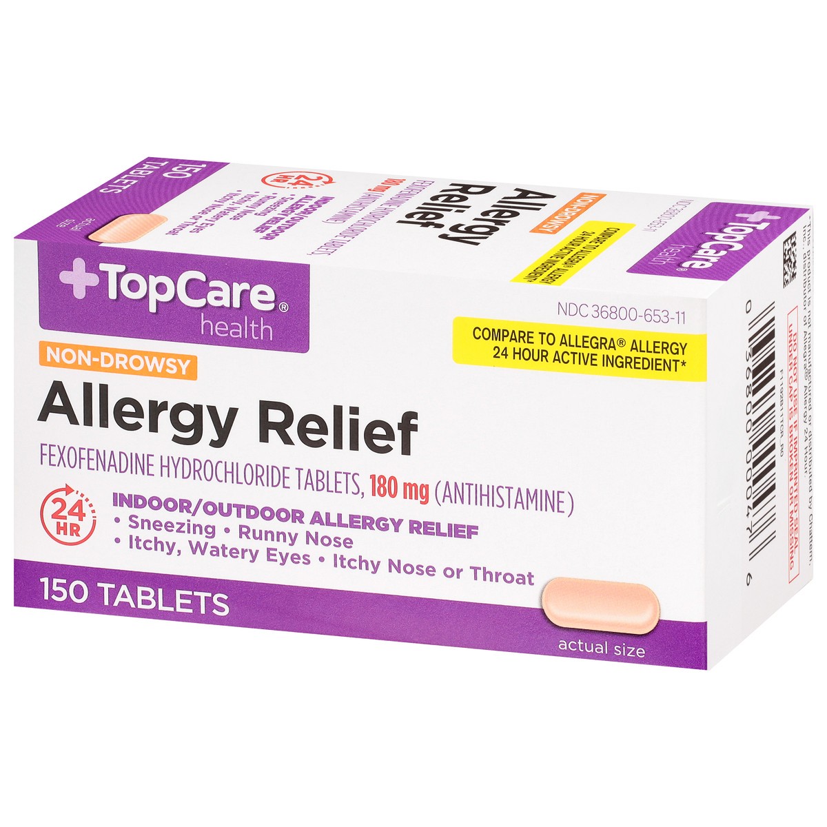 slide 15 of 17, TopCare Health 180 mg Non-Drowsy Allergy Relief 150 Tablets, 150 ct