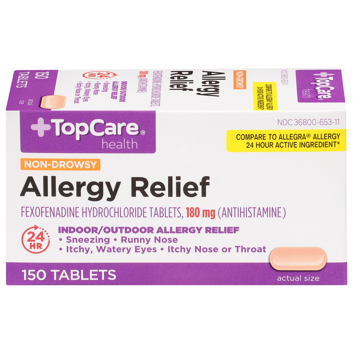slide 7 of 17, TopCare Health 180 mg Non-Drowsy Allergy Relief 150 Tablets, 150 ct