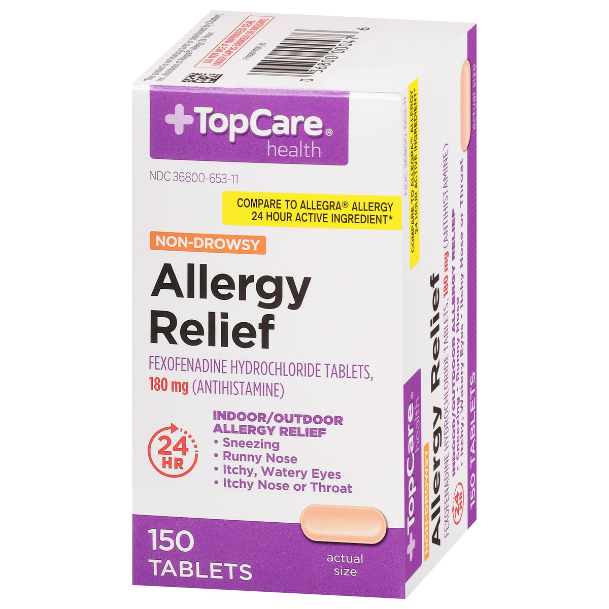 slide 17 of 17, TopCare Health 180 mg Non-Drowsy Allergy Relief 150 Tablets, 150 ct