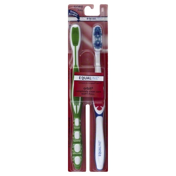 slide 1 of 1, Equaline Toothbrush Orbit, Soft Full, 2 ct