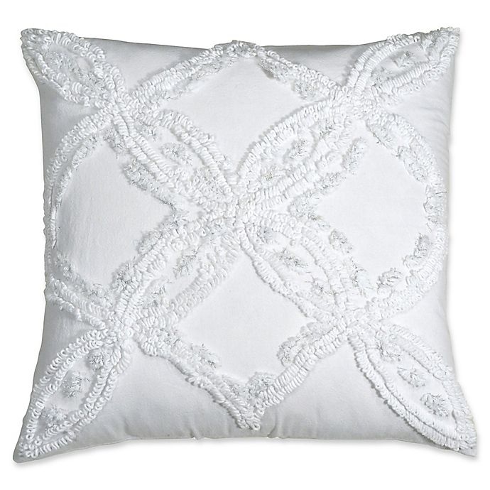 slide 1 of 1, Peri Home Matelass Medallion Metallic Chenille Square Throw Pillow - White, 1 ct