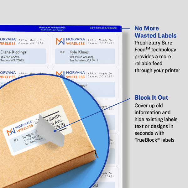 slide 8 of 8, Avery 3-1/3 x 4 Trueblock Technology Shipping Labels - White (150 Per Pack), 1 ct