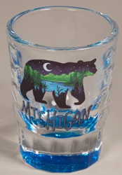 Shot Heavy Glass Michigan Bear Painted
