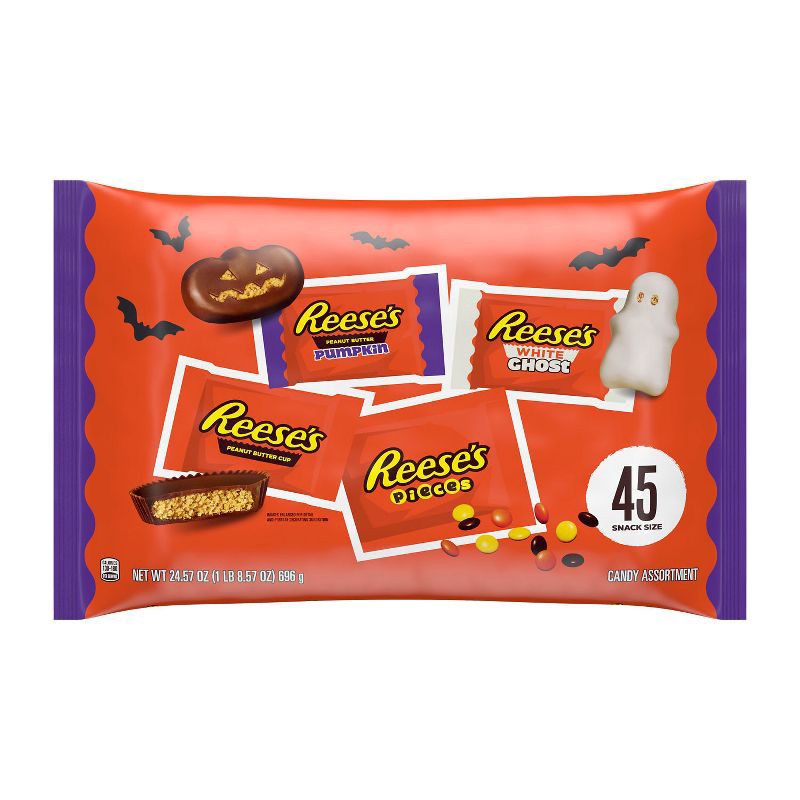 slide 1 of 1, Reese's Reeses 45Pc Snack Size Assorted, 24.57 oz