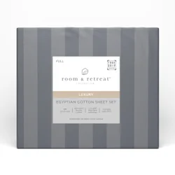 Room & Retreat 600 Thread Counts Damask Sheet Set, Full, 4 Pieces Set, Grey