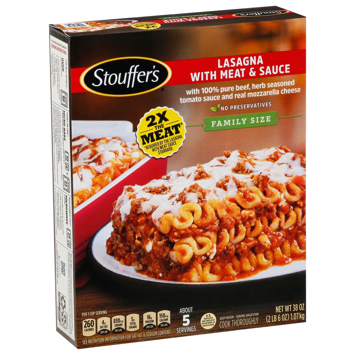 slide 2 of 9, Stouffer's Frozen Lasagna with Meat & Sauce Family Size - 38oz, 38 oz