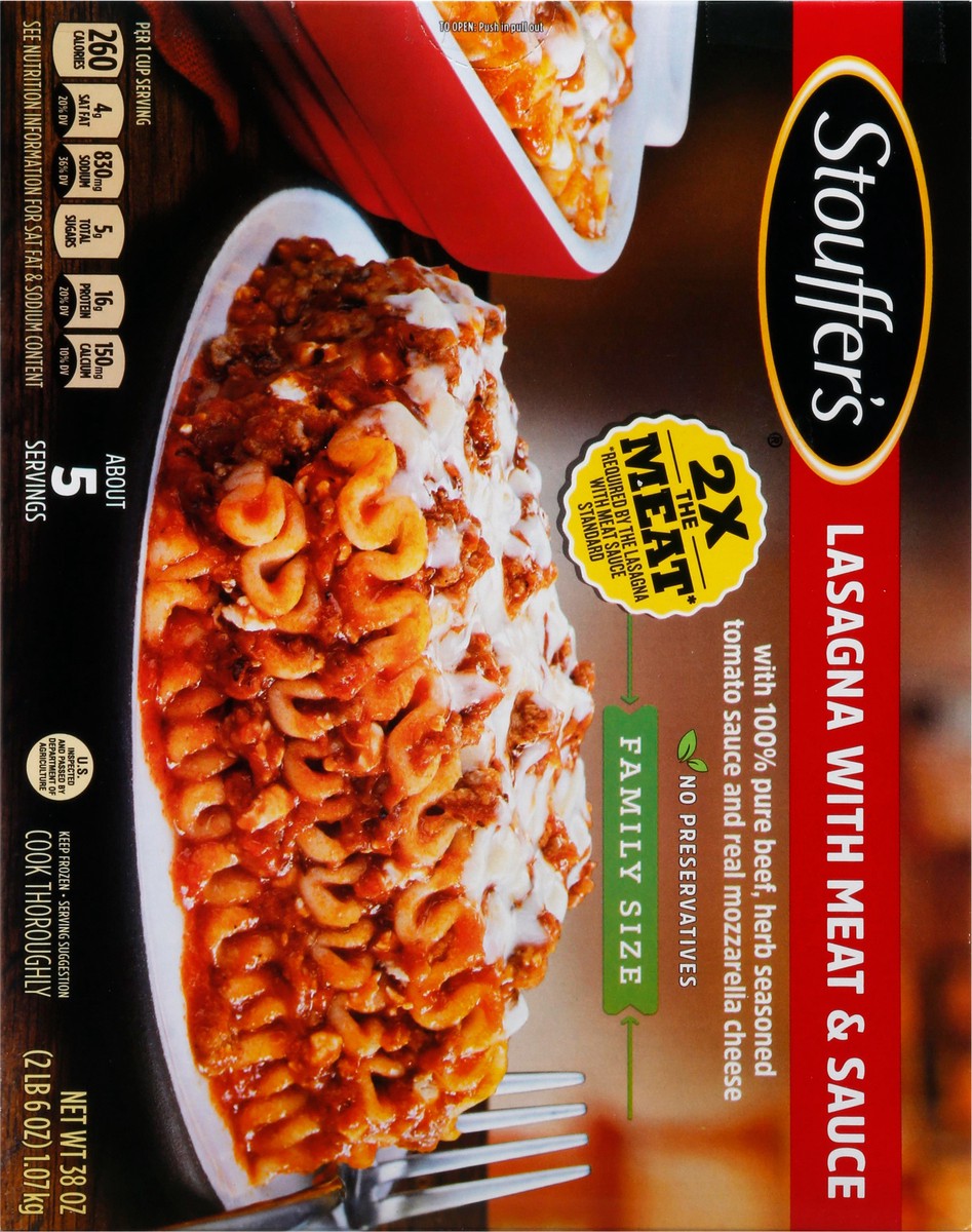 slide 5 of 9, Stouffer's Frozen Lasagna with Meat & Sauce Family Size - 38oz, 38 oz