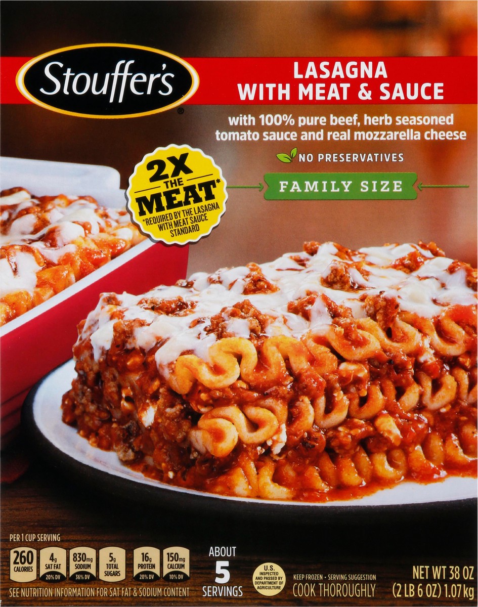 slide 6 of 9, Stouffer's Frozen Lasagna with Meat & Sauce Family Size - 38oz, 38 oz