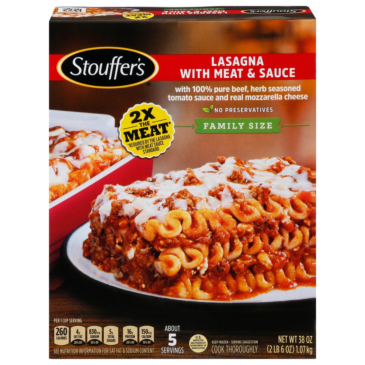 slide 1 of 9, Stouffer's Frozen Lasagna with Meat & Sauce Family Size - 38oz, 38 oz