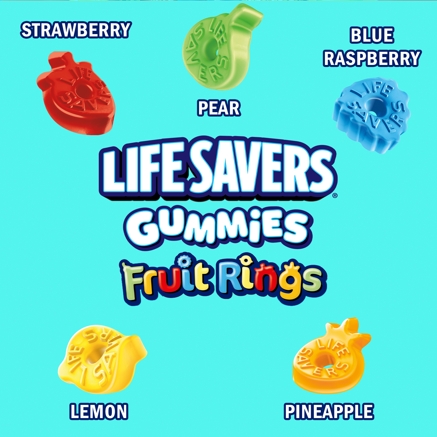 slide 2 of 8, LIFE SAVERS GUMMIES Fruit Rings Gummy Candy, 7 Oz Bag, 7 oz