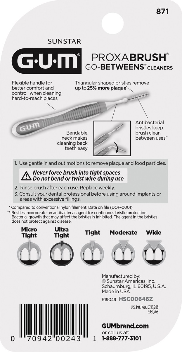 slide 3 of 3, G-U-M Sunstar Ultra Tight Proxabrush Go-Betweens Cleaners 10 ea, 10 ct