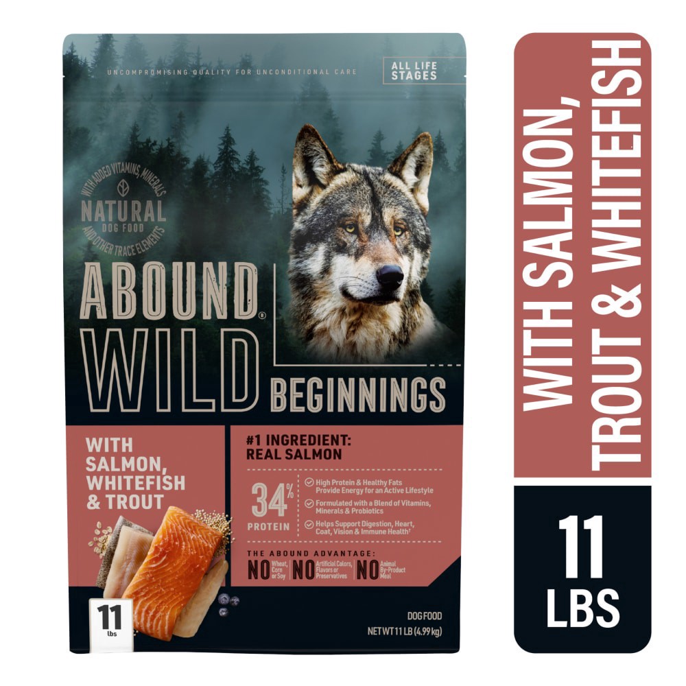 slide 4 of 6, Abound Ancestral Seafood & Ancient Grains Dry Dog Food, 11 lb