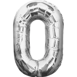 Shape Number 0 Silver Air-Filled Balloon