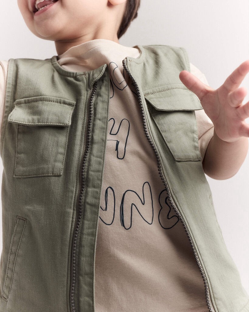 slide 4 of 6, Otteravenue Toddler Boy Otter Pocket Zip-Up Vest - Olive Olive 2T, 1 ct