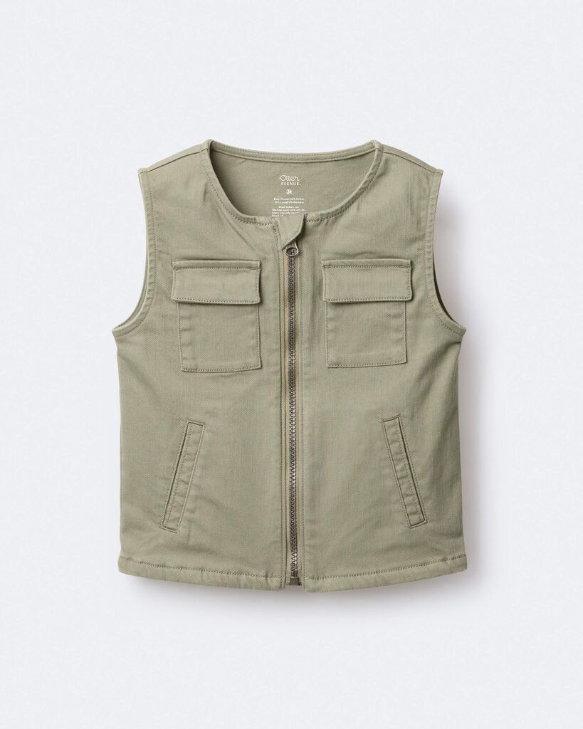 slide 3 of 6, Otteravenue Toddler Boy Otter Pocket Zip-Up Vest - Olive Olive 2T, 1 ct