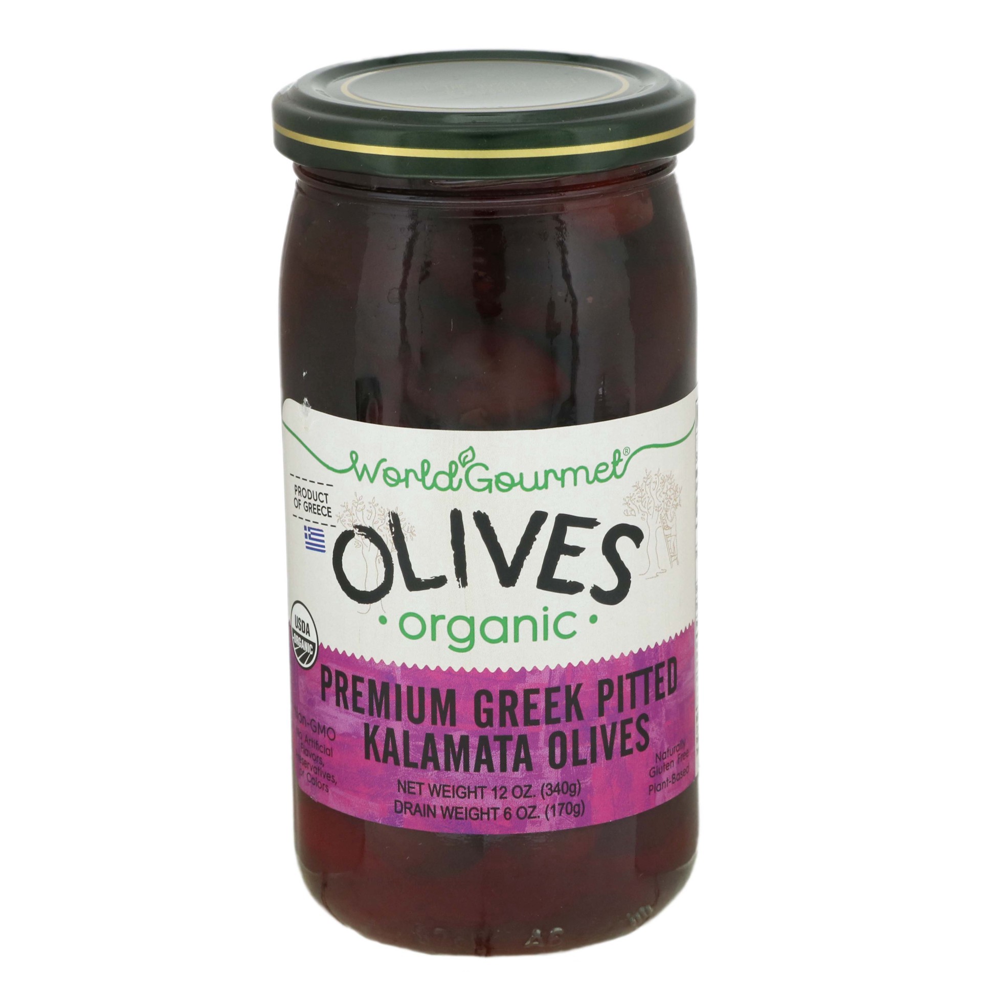 slide 1 of 1, World Gourmet Organic Kalamata Pitted Olives, 12 oz