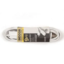 Meijer 16/2 Spt-2 3 Outlet Indoor Extension Cord, White, 9 Ft