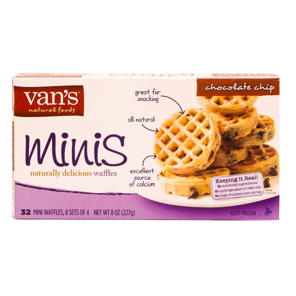 slide 1 of 1, Van's Simply Wholesome Chocolate Chip Mini Waffles, 8 oz