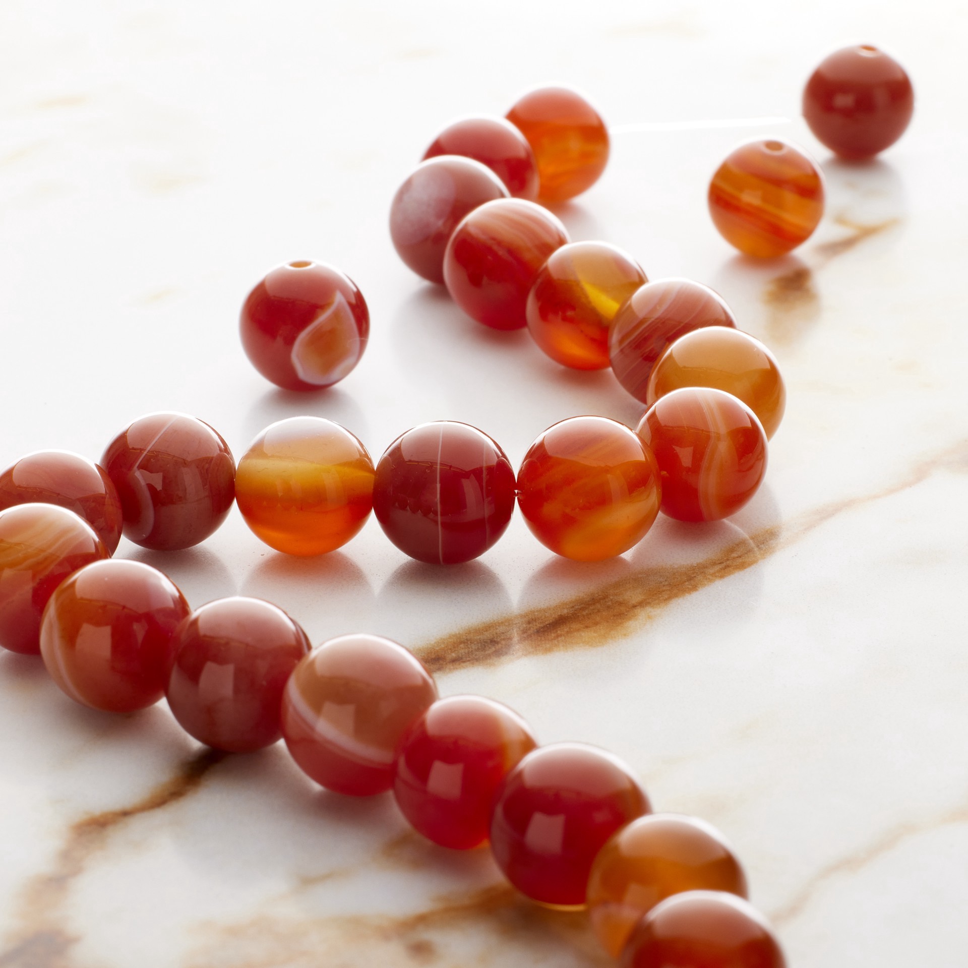 slide 3 of 3, Red Dyed Stripe Agate Round Beads, 10mm By Bead Landing, 10mm