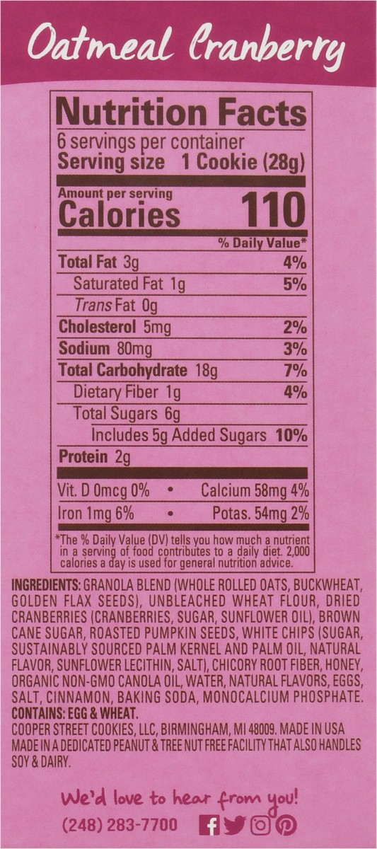 slide 10 of 13, Cooper Street Cookies Oatmeal Cranberry Granola Cookie Bakes 6 ea, 6 ct