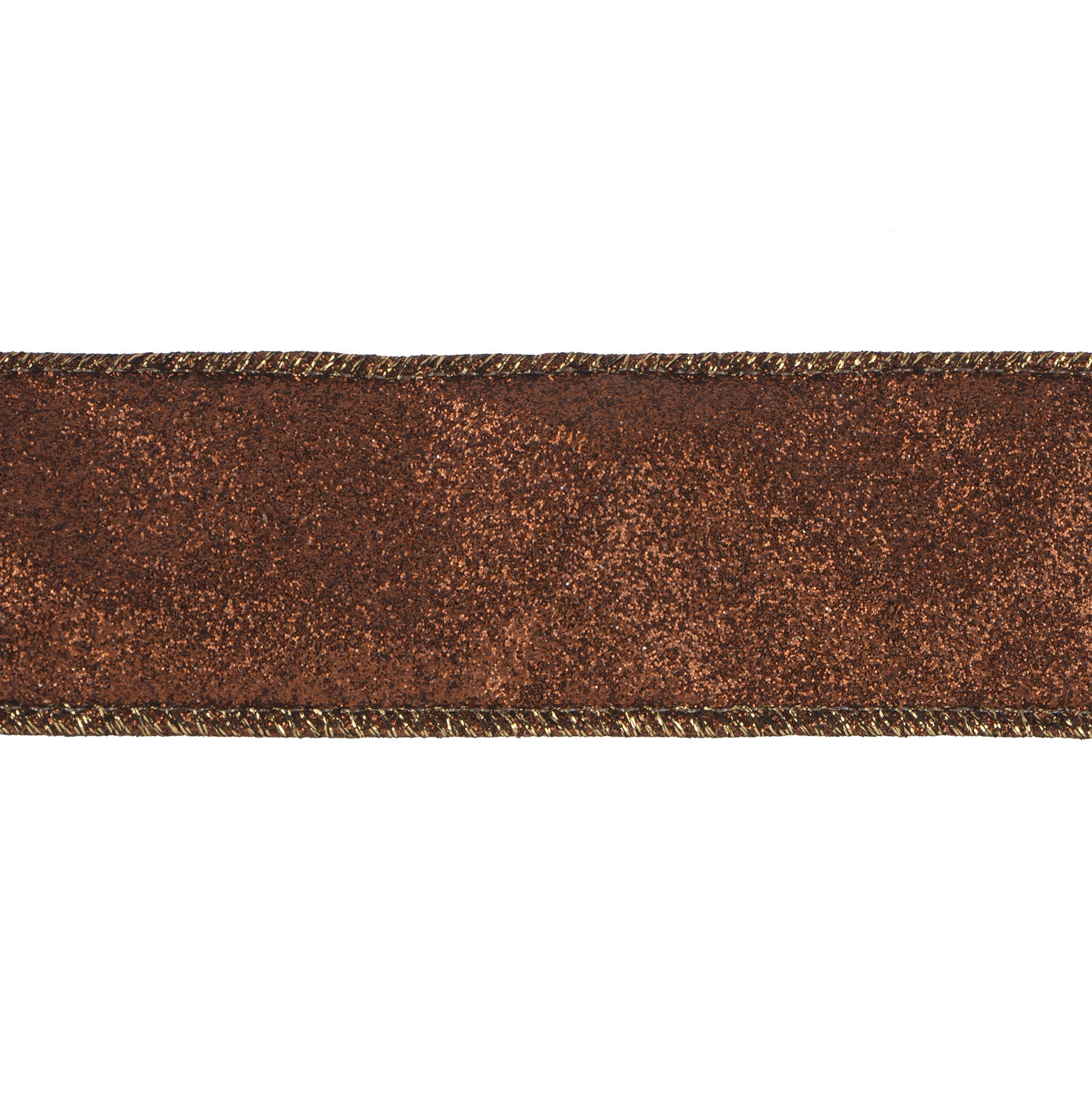 slide 3 of 3, 1.5" X 30ft. Brown Wired Glitter Ribbon By Celebrate It, 1.5 in x 30 ft
