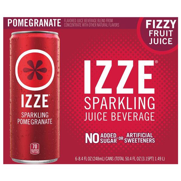 slide 1 of 1, IZZE Sparkling Juice Beverage Blend, Pomegranate, 8.4 Fl Oz, 6 Count, 8.4 fl oz