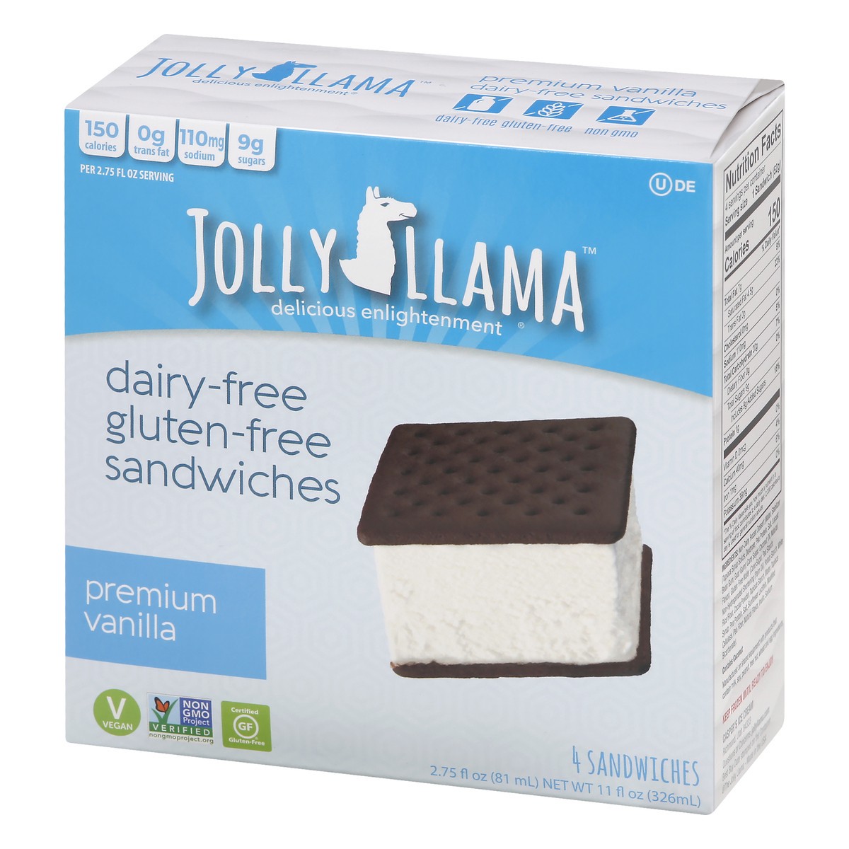slide 7 of 9, Jolly Llama Sandwiches, Premium Vanilla, 2.75 oz