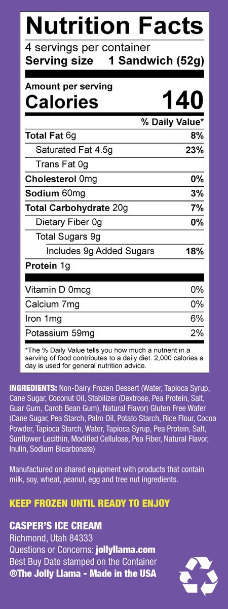 slide 6 of 9, Jolly Llama Sandwiches, Premium Vanilla, 2.75 oz