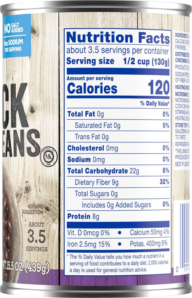 slide 2 of 6, Kroger No Salt Added Black Beans, 15.5 oz