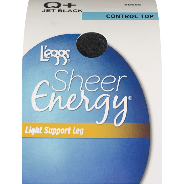 slide 1 of 1, L'Eggs Sheer Energy Women's Light Support Leg Control Top Pantyhose - Jet Black, 1 ct
