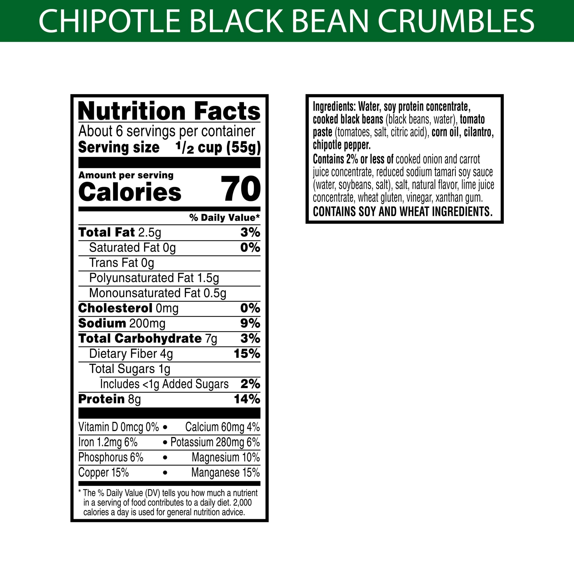 slide 3 of 6, MorningStar Farms Meal Starters Crumbles, Plant Based Protein Vegan Meat, Chipotle Black Bean, 12 oz