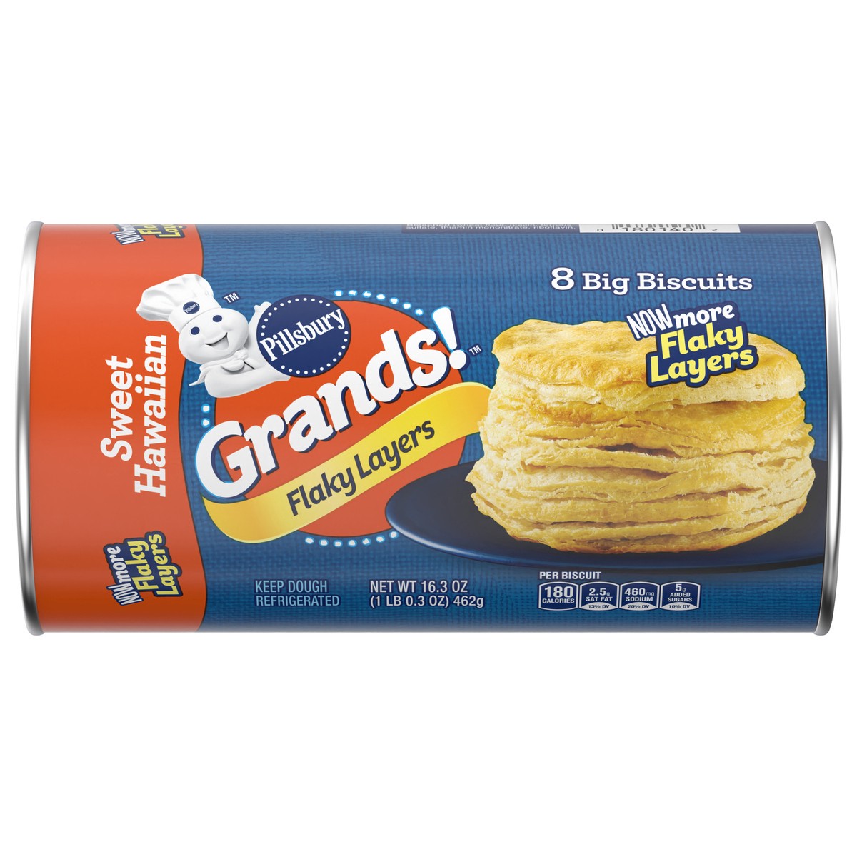 slide 1 of 13, Grands! Flaky Layers Biscuits, Sweet Hawaiian, 8 ct., 16.3 oz., 8 ct