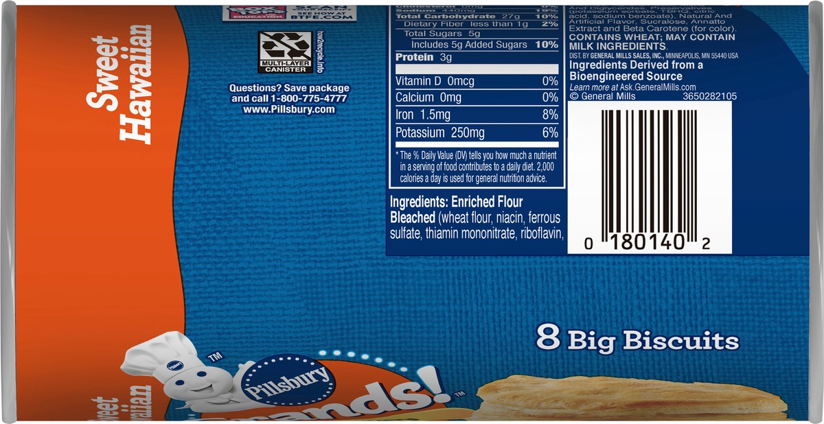 slide 9 of 13, Grands! Flaky Layers Biscuits, Sweet Hawaiian, 8 ct., 16.3 oz., 8 ct