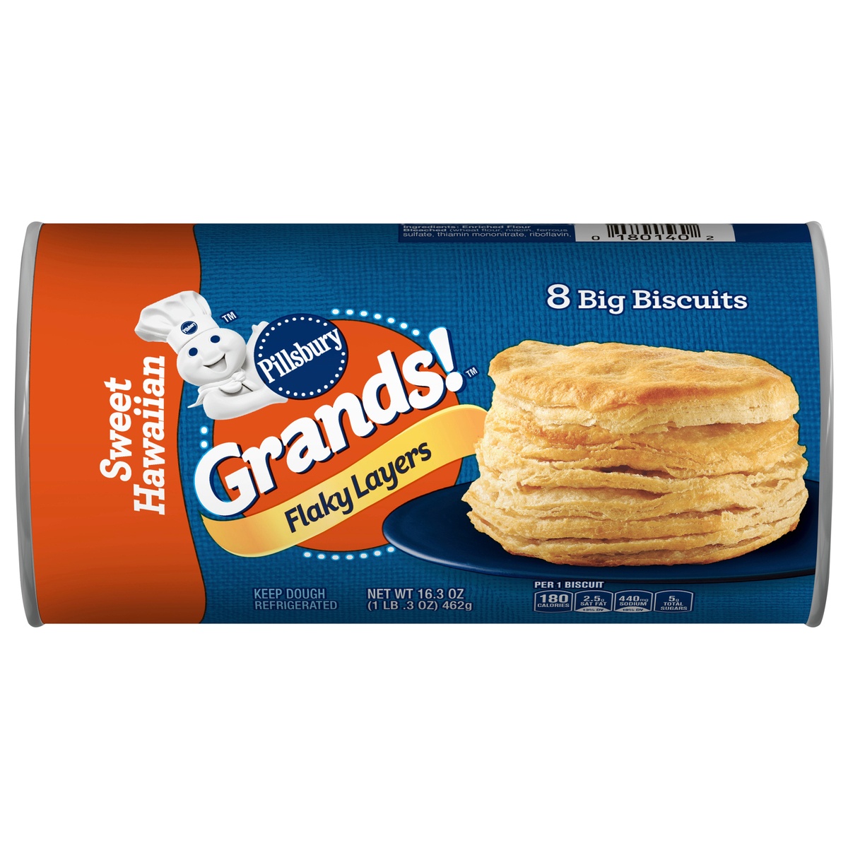 slide 1 of 1, Grands! Sweet Hawaiian Flaky Biscuits, 8 ct, 16.3 oz, 8 ct